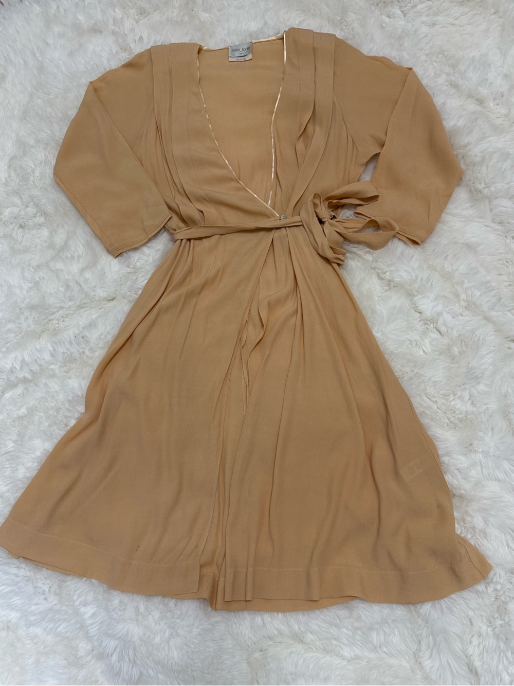 Forte_Forte Italy Vintage Wrap Tie Waist Textured Midi Rode Dress